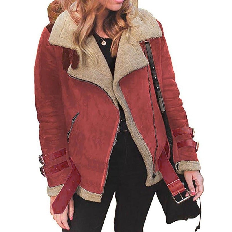 "Elena" Oversize Lammfelljacke