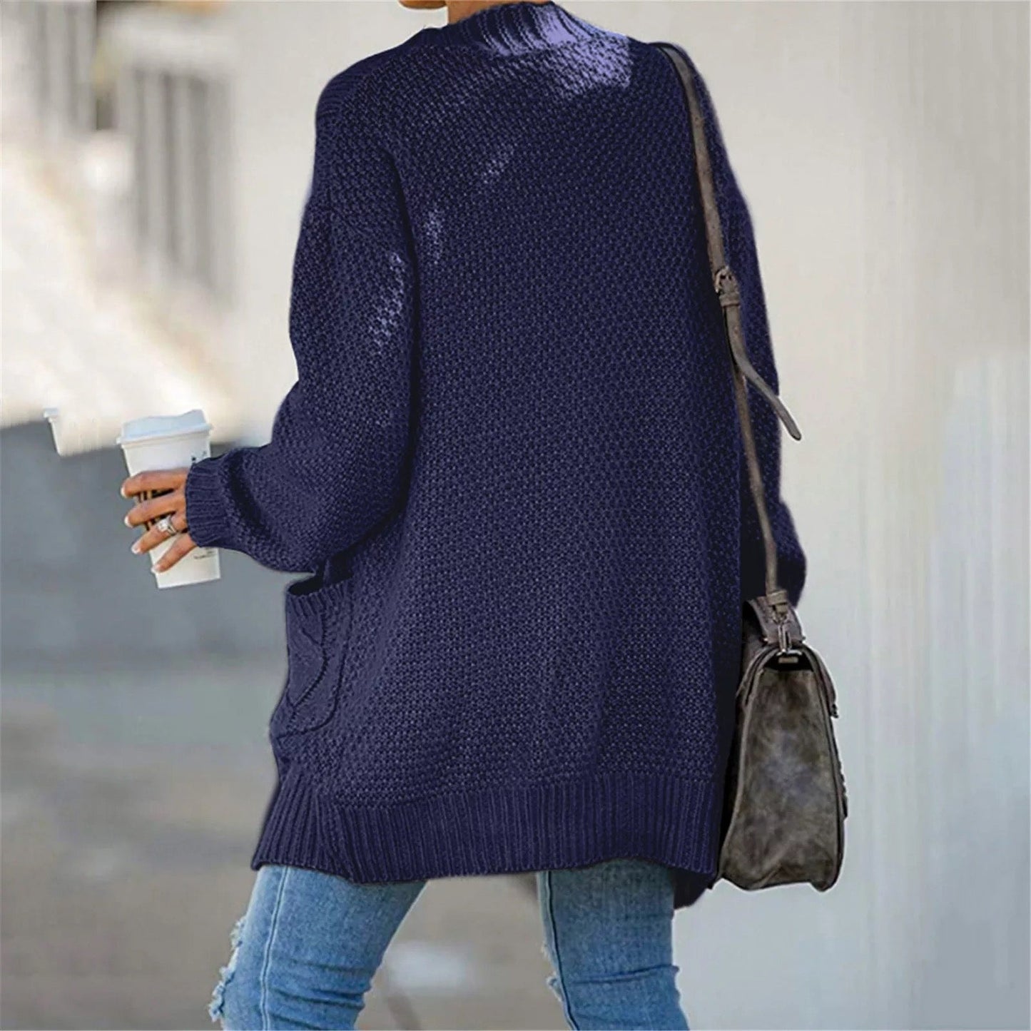 "Margarethe" Lockere Longstrickjacke