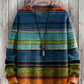 Aclado - Vintage Streifen Kunstdruck Casual Strickpullover