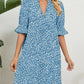 Dianne - Elegantes grünes, knielanges Blumenkleid mit flatternden Ärmeln - perfekt für Sommer und Herbst