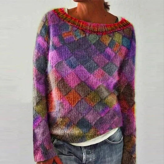 Bunter Musterpullover – Künstlerische Energie mit verspielter Eleganz