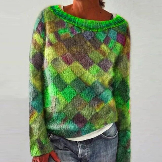 Bunter Musterpullover – Künstlerische Energie mit verspielter Eleganz