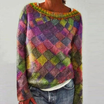 Bunter Musterpullover – Künstlerische Energie mit verspielter Eleganz