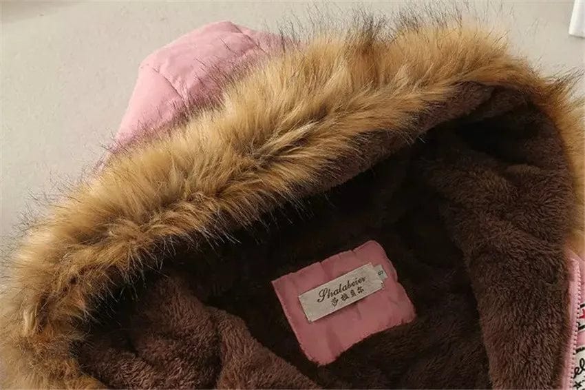 POLLIE - Parka-Mantel mit langem Schnitt, Fellkragen und Kapuze aus Baumwolle