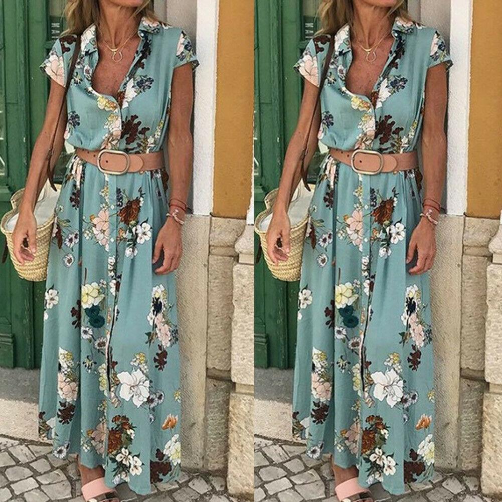 "Isabella" Boho-Maxi-Kleid mit Blumenmuster