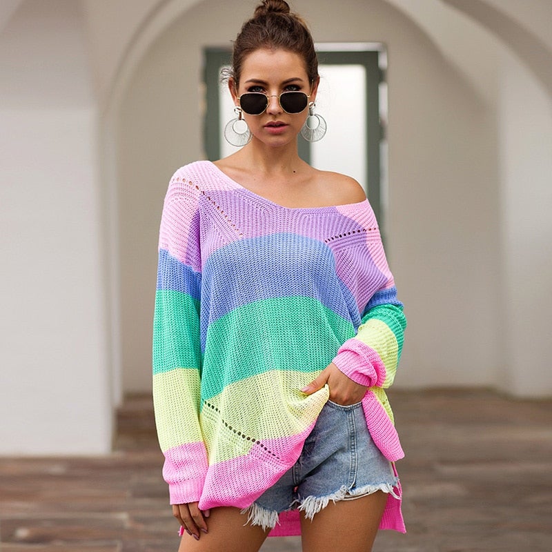 "Gabriela" Modischer Regenbogen-Pullover