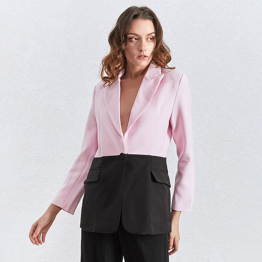 Eleganter rosa-schwarzer Blazer