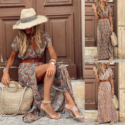 "Fiamma" Designer-Maxikleid mit Blumendruck