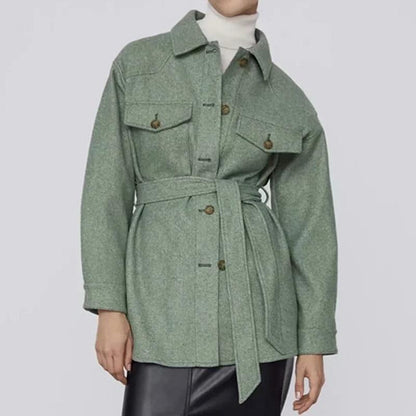 "Laura" Designer-Mantel mit Taillengürtel