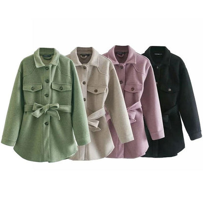 "Laura" Designer-Mantel mit Taillengürtel