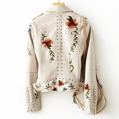 "Lina" Lederjacke mit Blumenprint