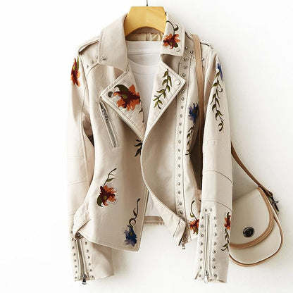 "Lina" Lederjacke mit Blumenprint
