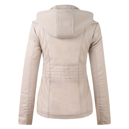 "Stella" Designer-Lederjacke Mit Kapuze