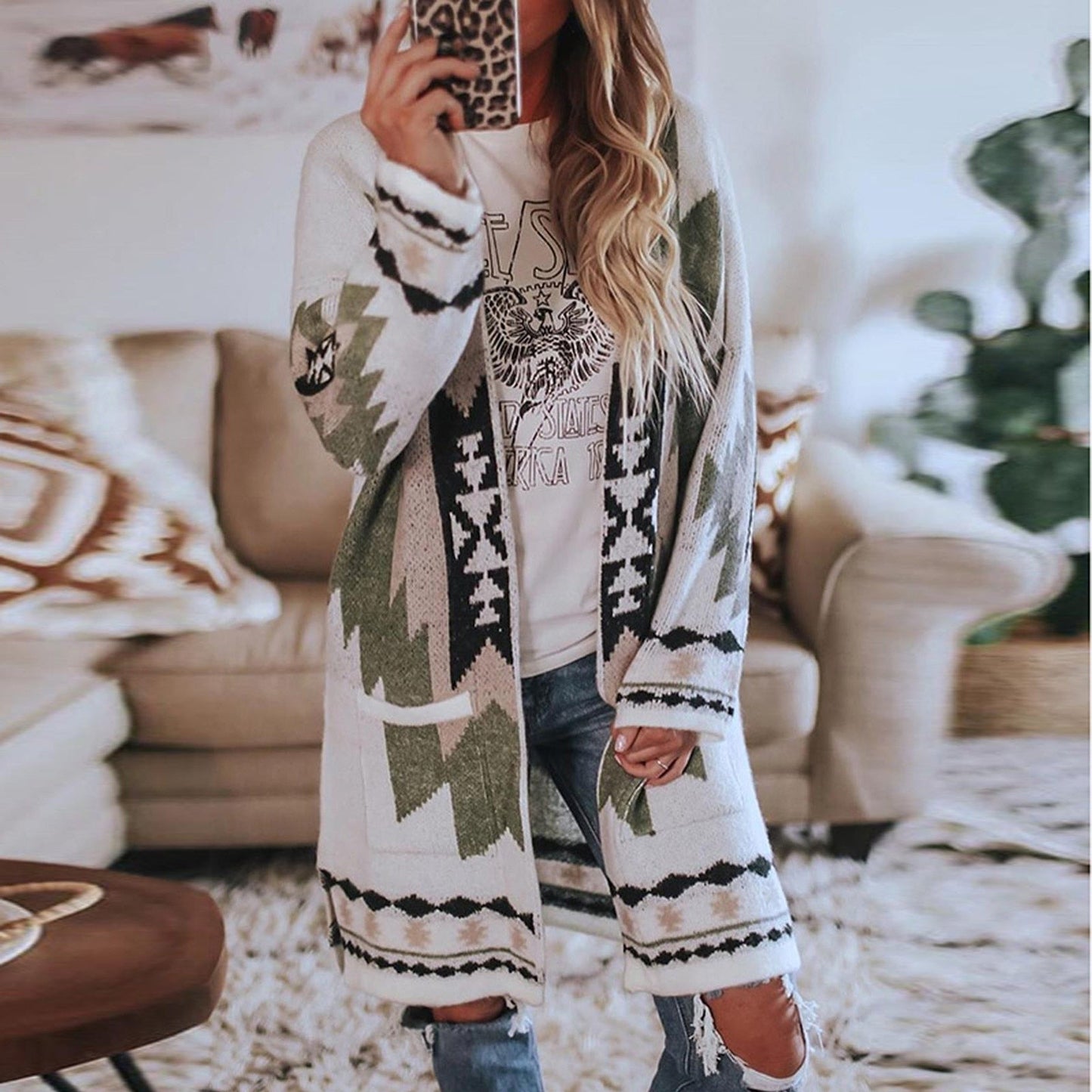 "Penelope" Boho-Strickjacke