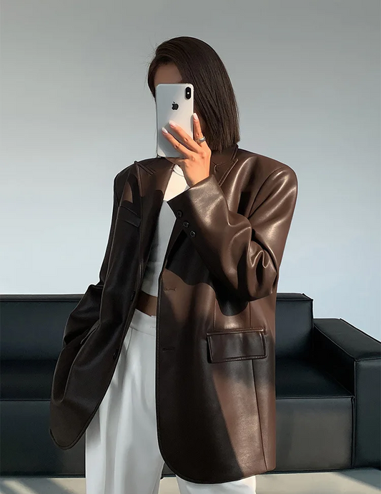 Langarmblazer aus PU-Leder für Damen - Lili