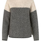 Beiger Zweifarbiger Rollkragenpullover – Clara