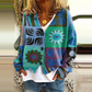 Angie | Damen Blumen Warme Strickjacke | Knopf Daunen