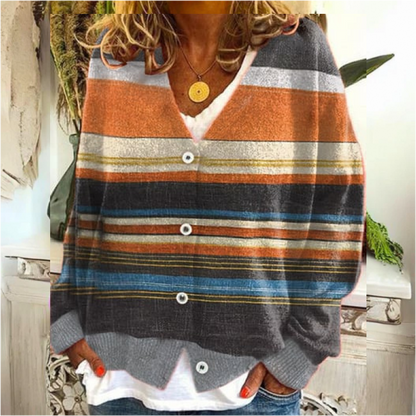 Angie | Damen Blumen Warme Strickjacke | Knopf Daunen