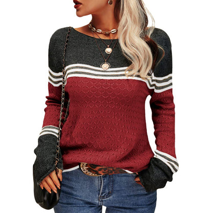 Damen Modischer Streifen-Pullover