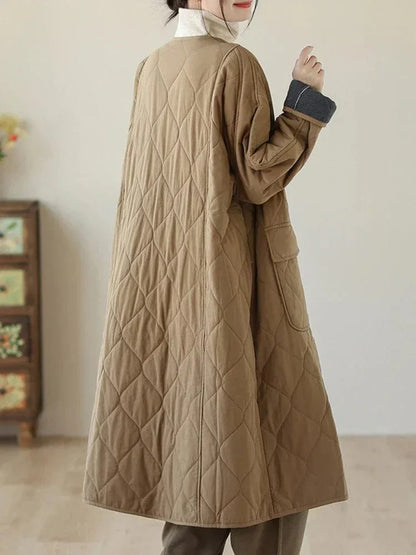 Lange Steppjacke ohne Kragen - Aubrie