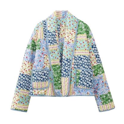 Steppjacke mit floralem Patchwork - Pearl