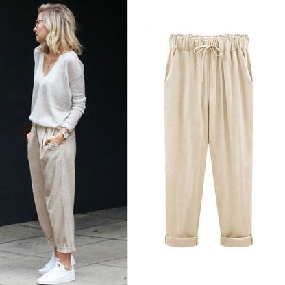 Chic Komfort-Hose mit Schnürbund und gerippten Bündchen